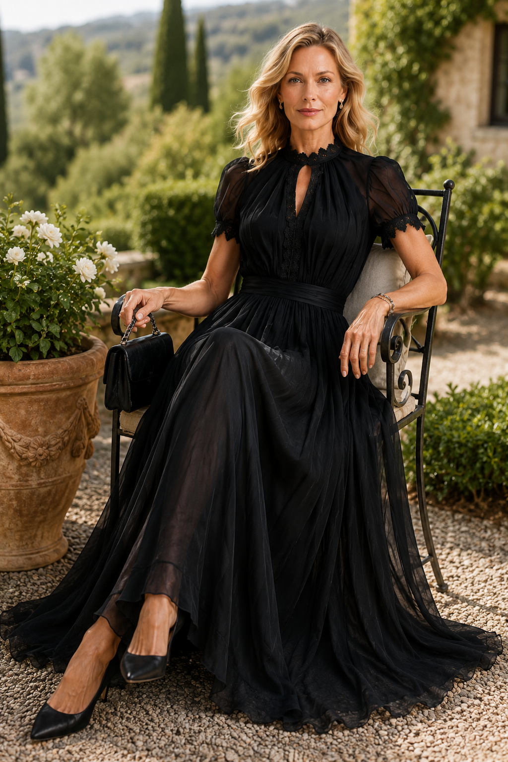 Bailey | Elegant Chiffon Lace Maxi Dress