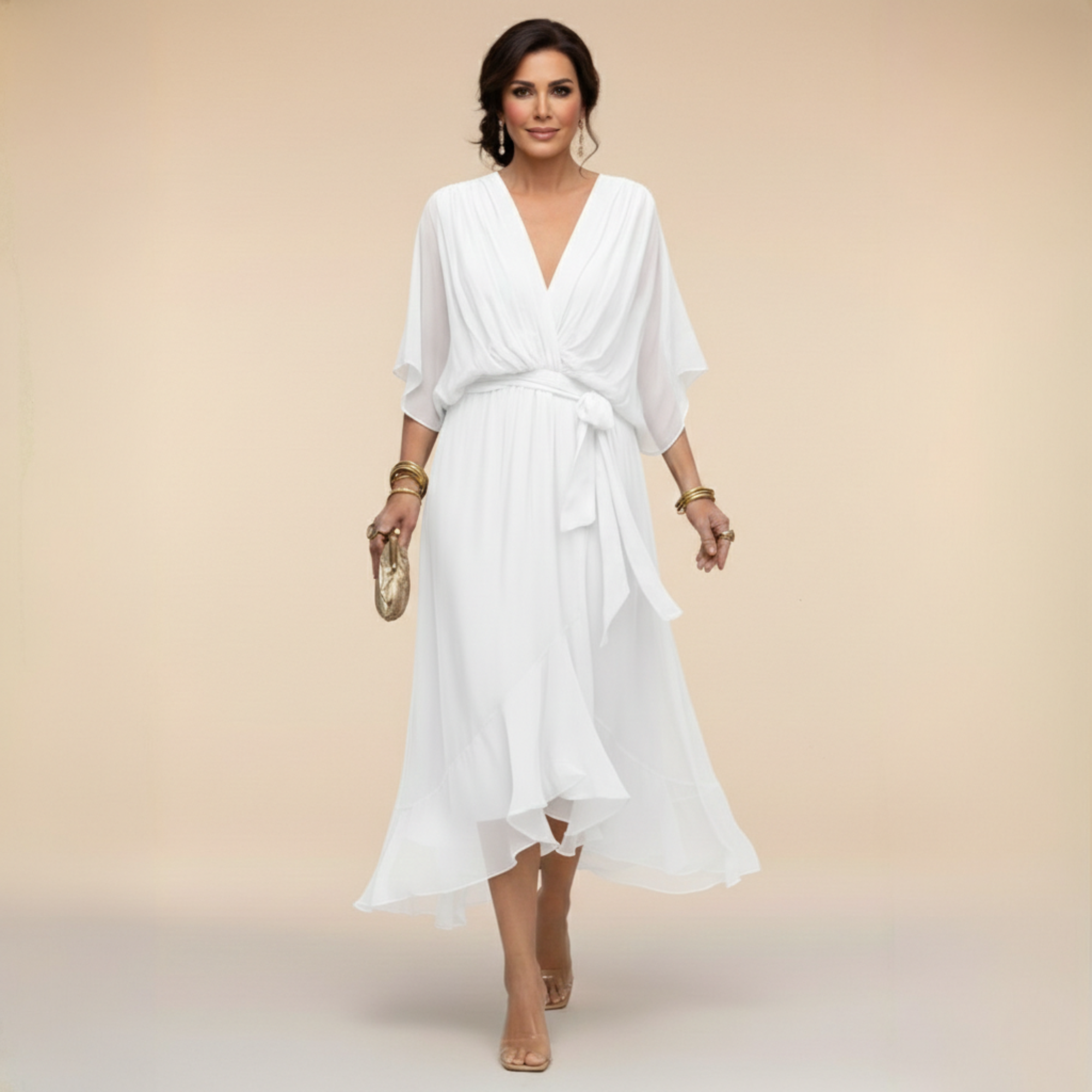 Sarah | Sandra Chiffon V-Neck Dress