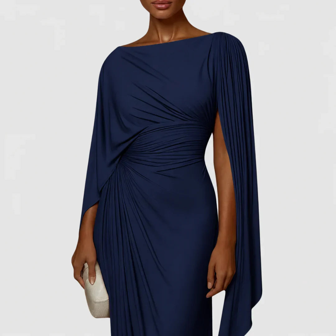 Lyssa | Elegant Draped Cape Sleeve Maxi Dress