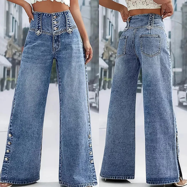 Mia | High Waist Slit Jeans