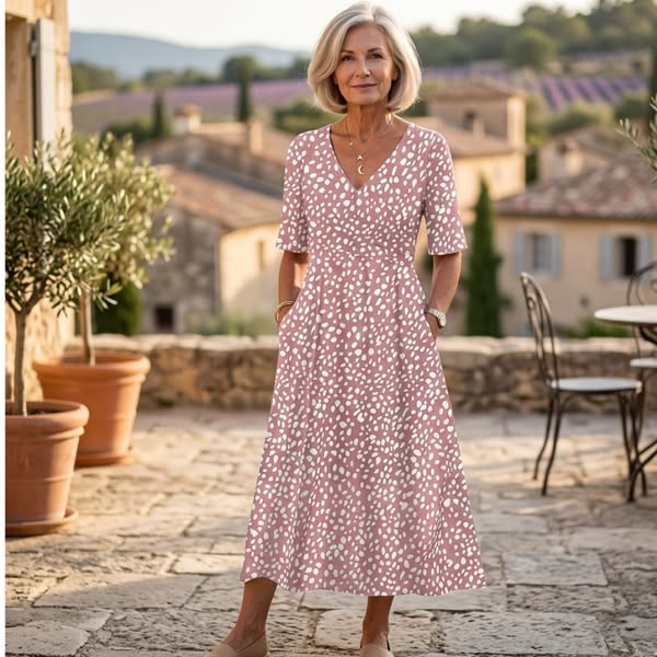 Flor | Elegant And Tummy-Flating Polka Dot Midi Dress
