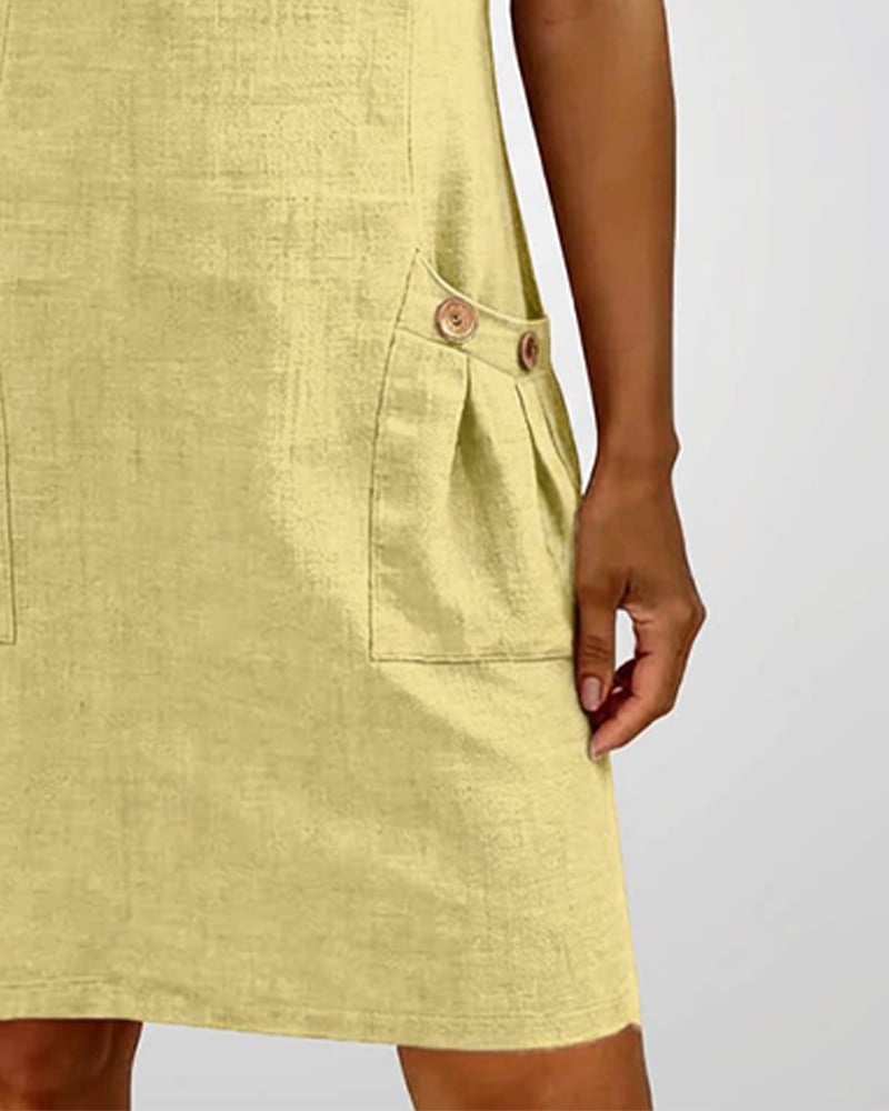 Sola Dress — Cotton Linen with Zip & Pockets