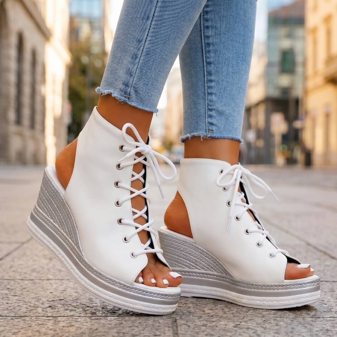 Camille | Effortless Chic Lace-Up Wedge Sandals