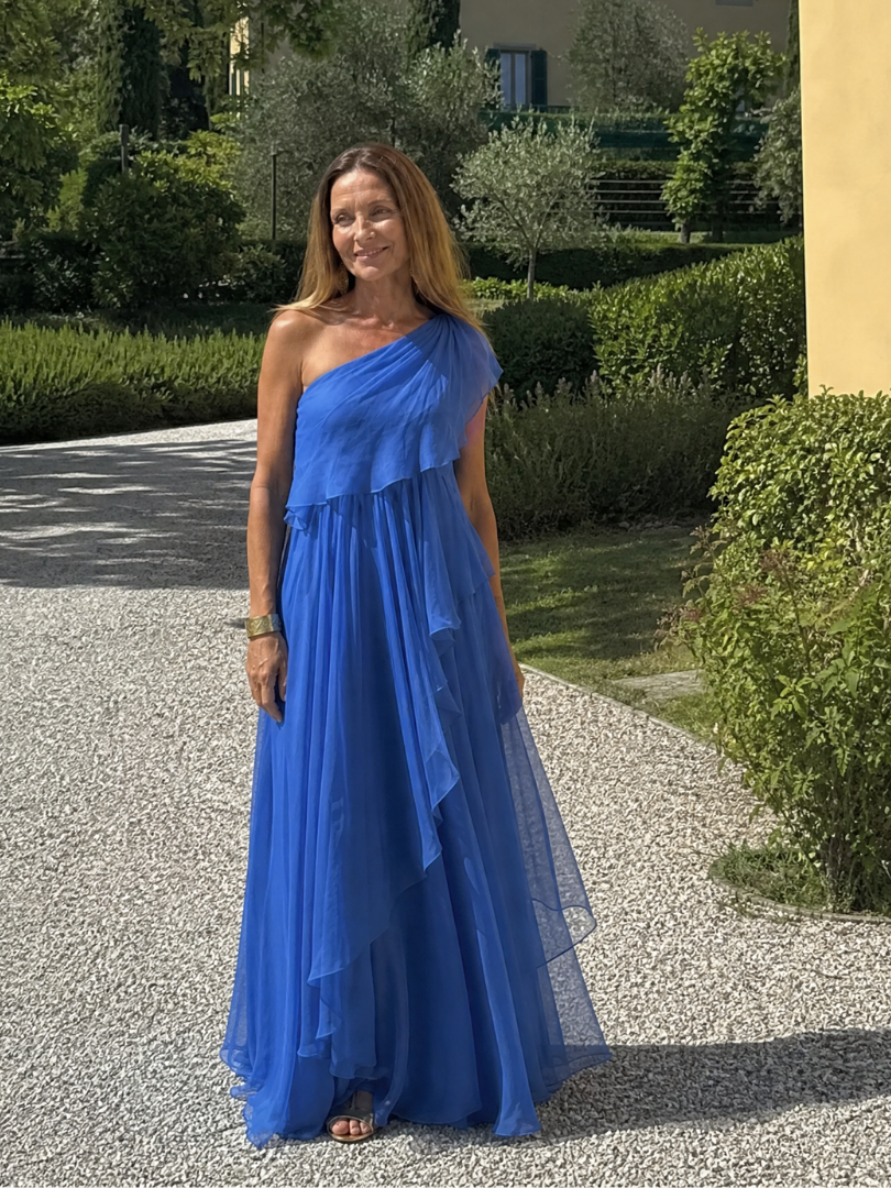 Tracey™ | One-Shoulder Cascading Ruffle Maxi Dress