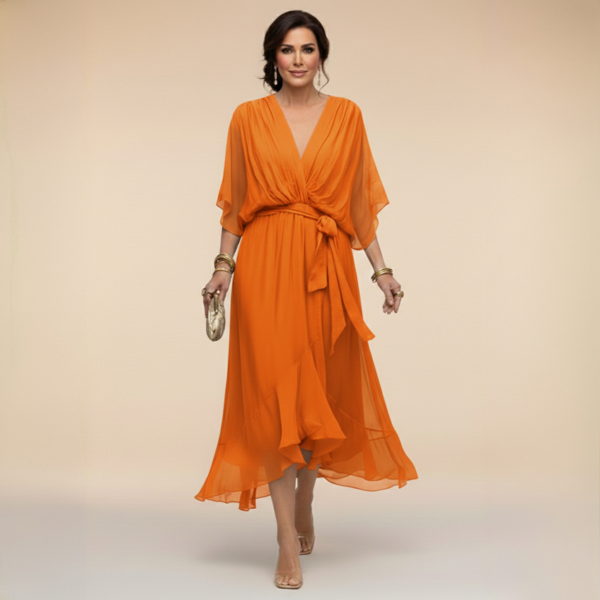 Sarah | Sandra Chiffon V-Neck Dress