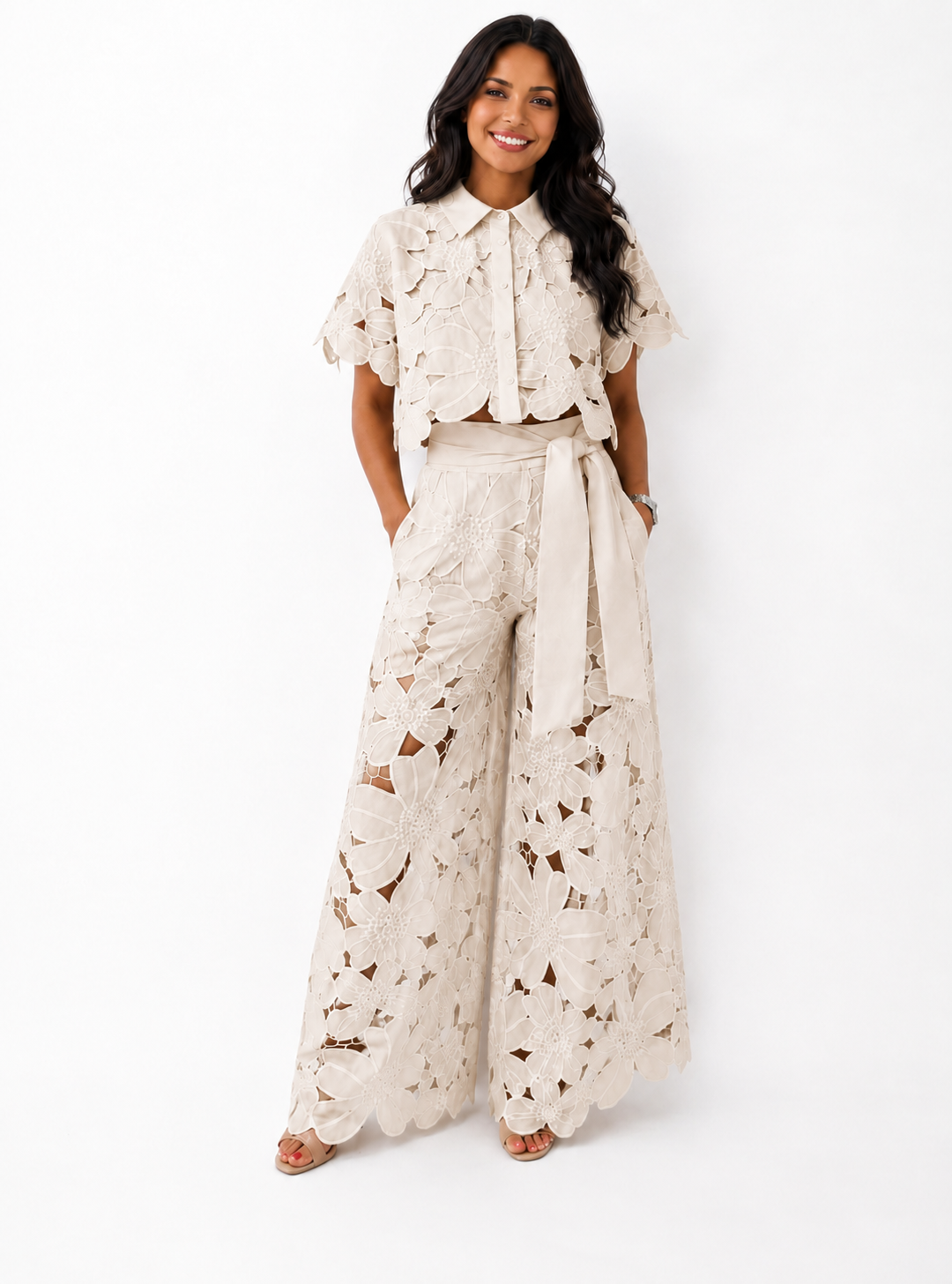 Isabela™ | Elegant Floral Lace Two-Piece Set