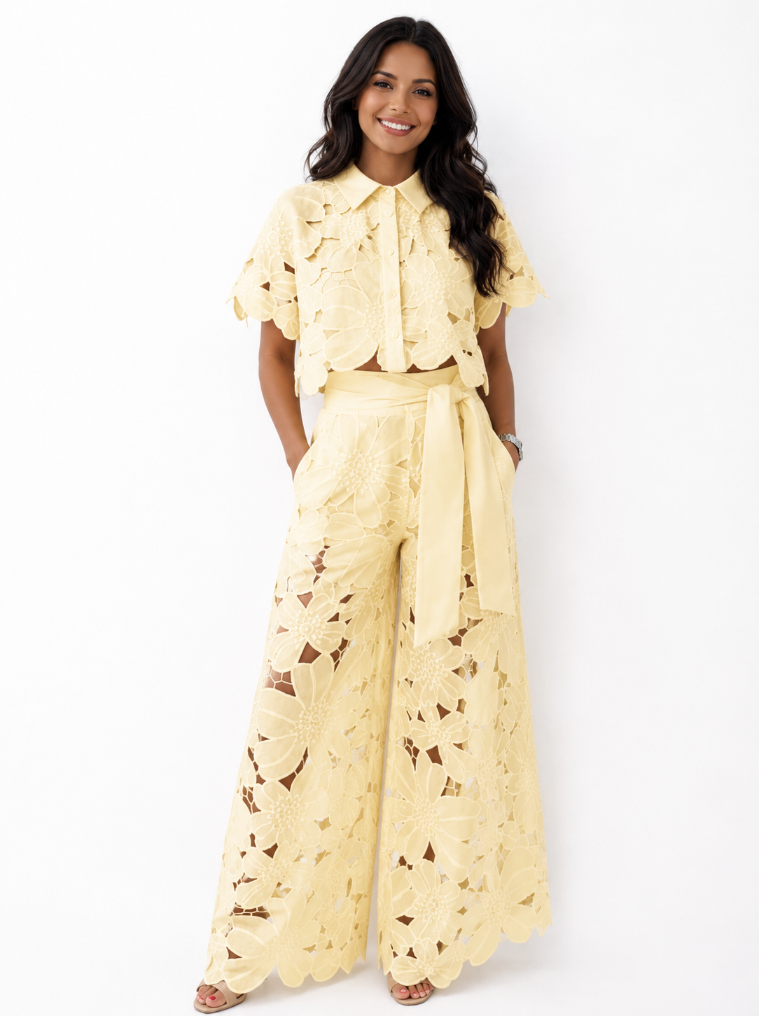 Isabela™ | Elegant Floral Lace Two-Piece Set