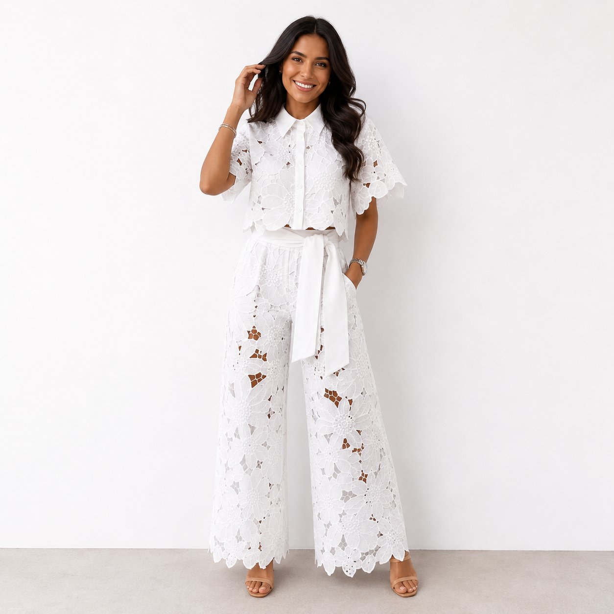 Isabela™ | Elegant Floral Lace Two-Piece Set