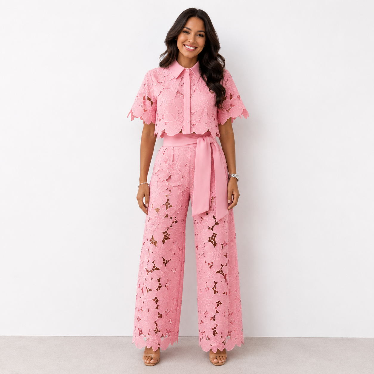 Isabela™ | Elegant Floral Lace Two-Piece Set