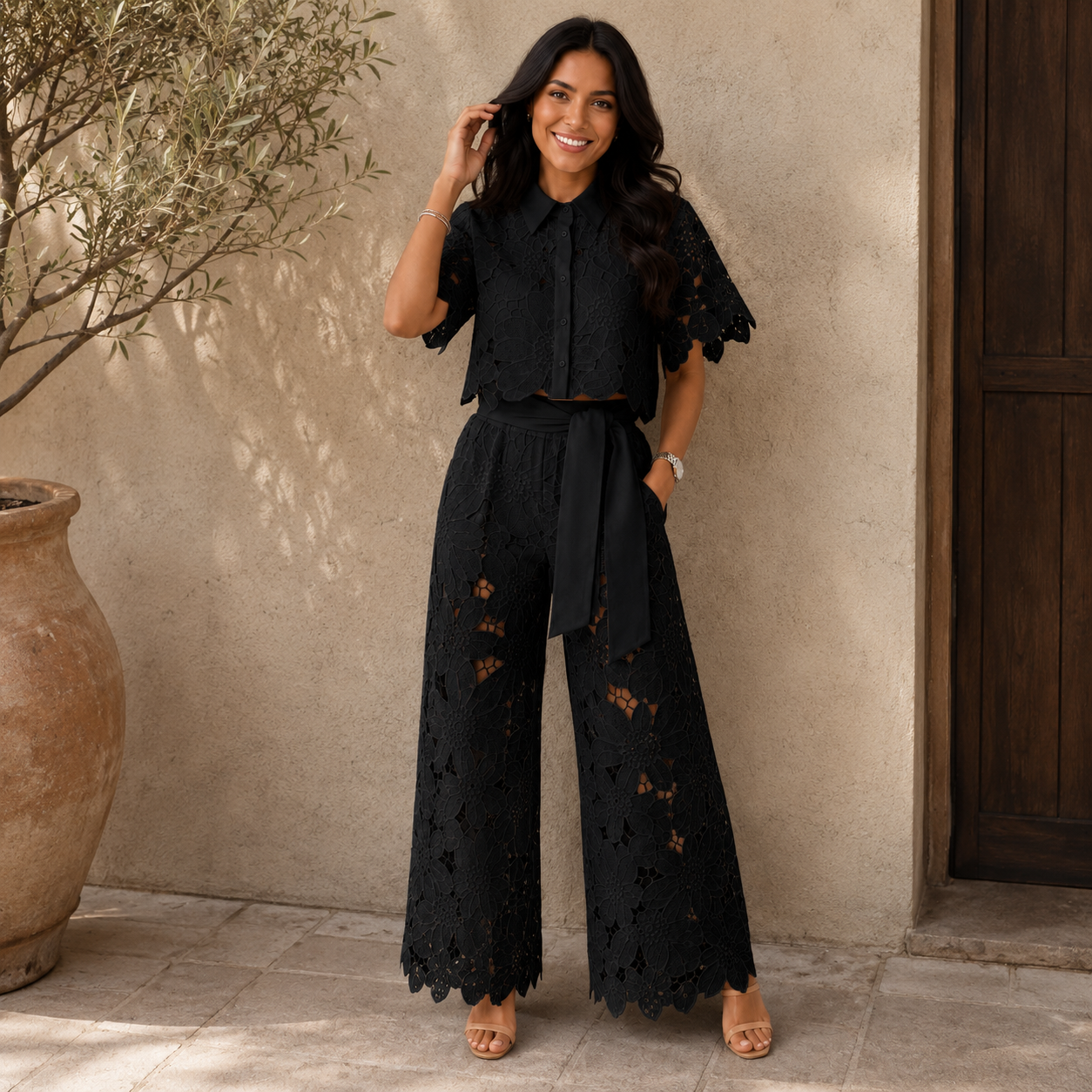 Isabela™ | Elegant Floral Lace Two-Piece Set