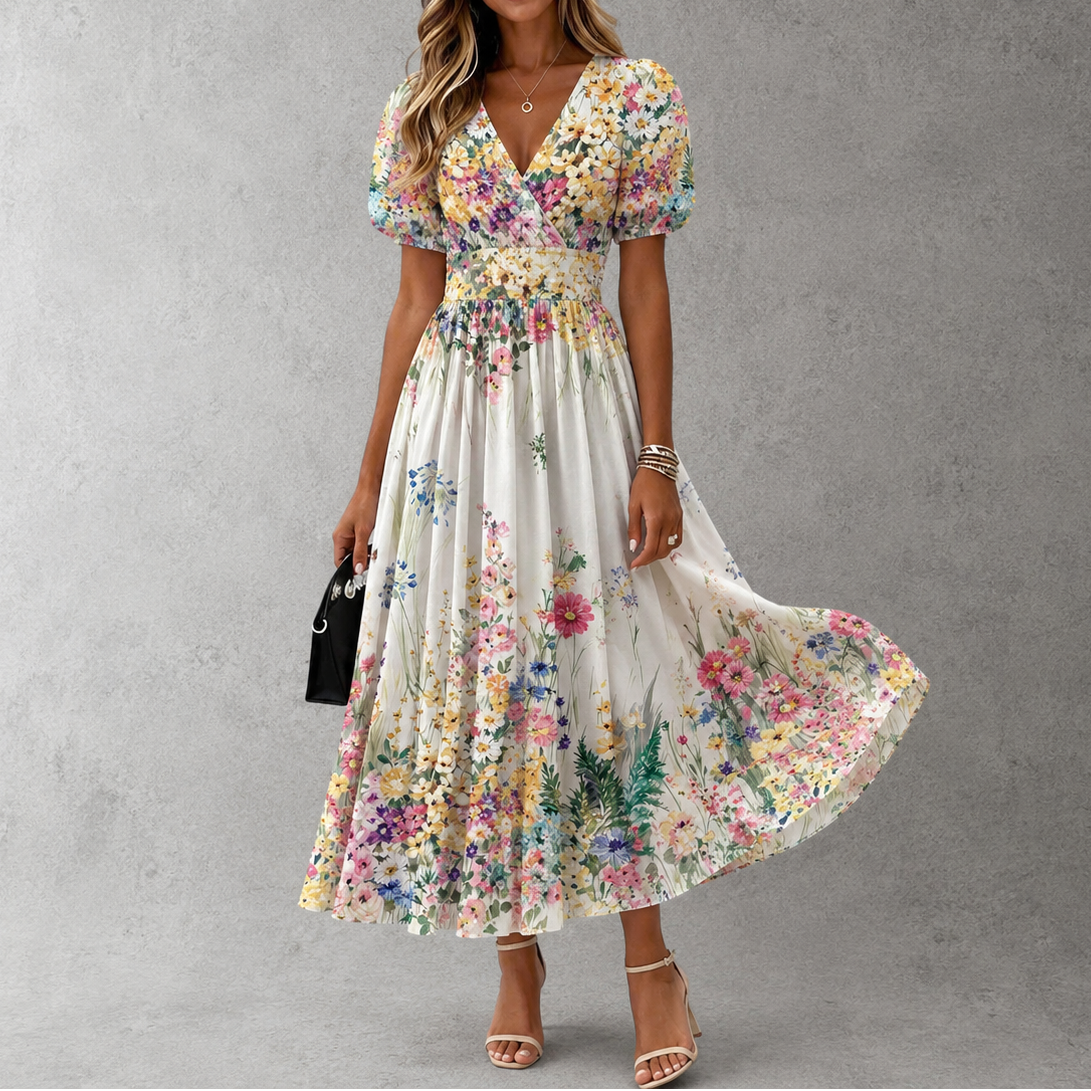 Rosalinda™ | Short Sleeve Floral Maxi Dress