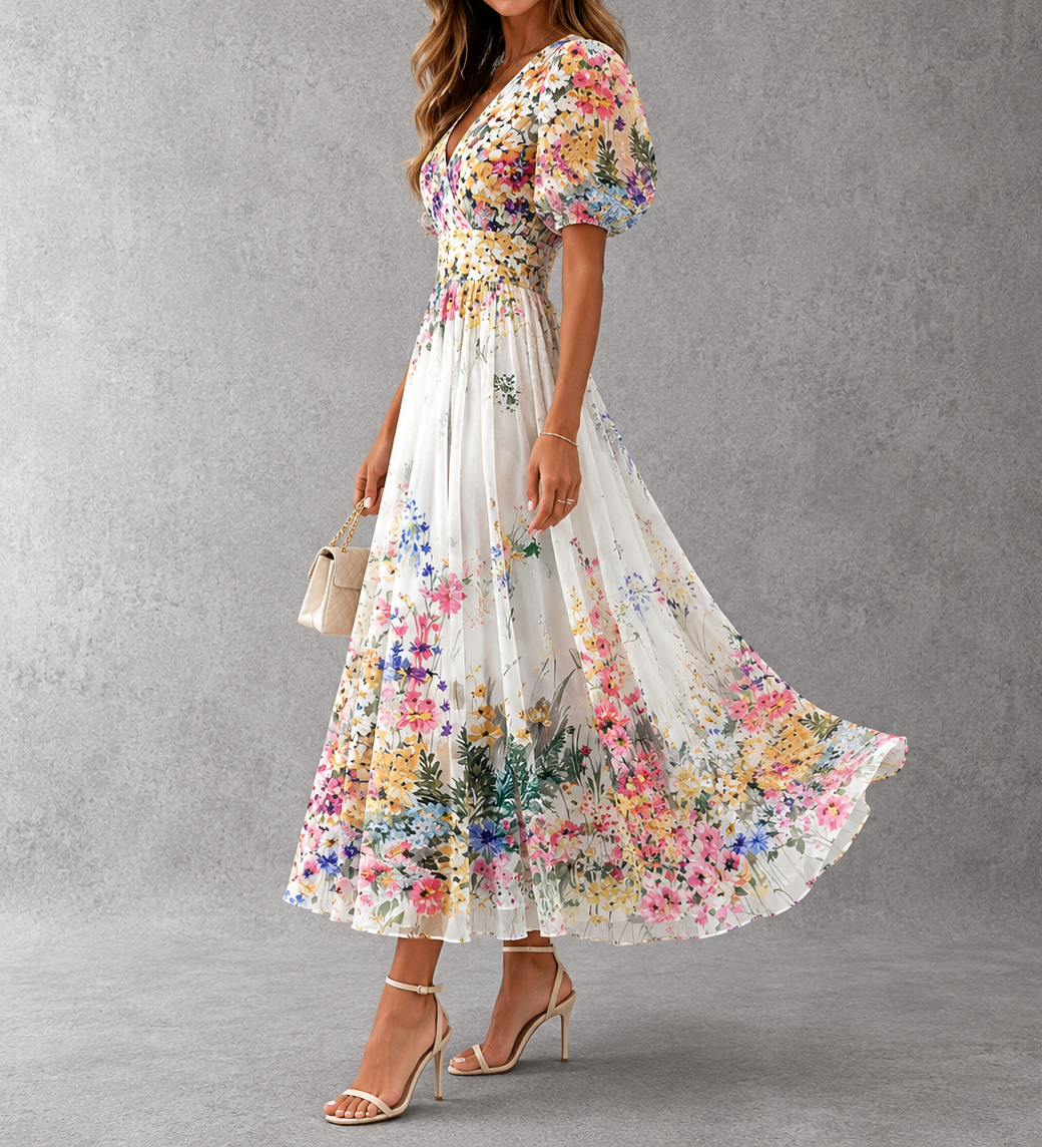 Rosalinda™ | Short Sleeve Floral Maxi Dress