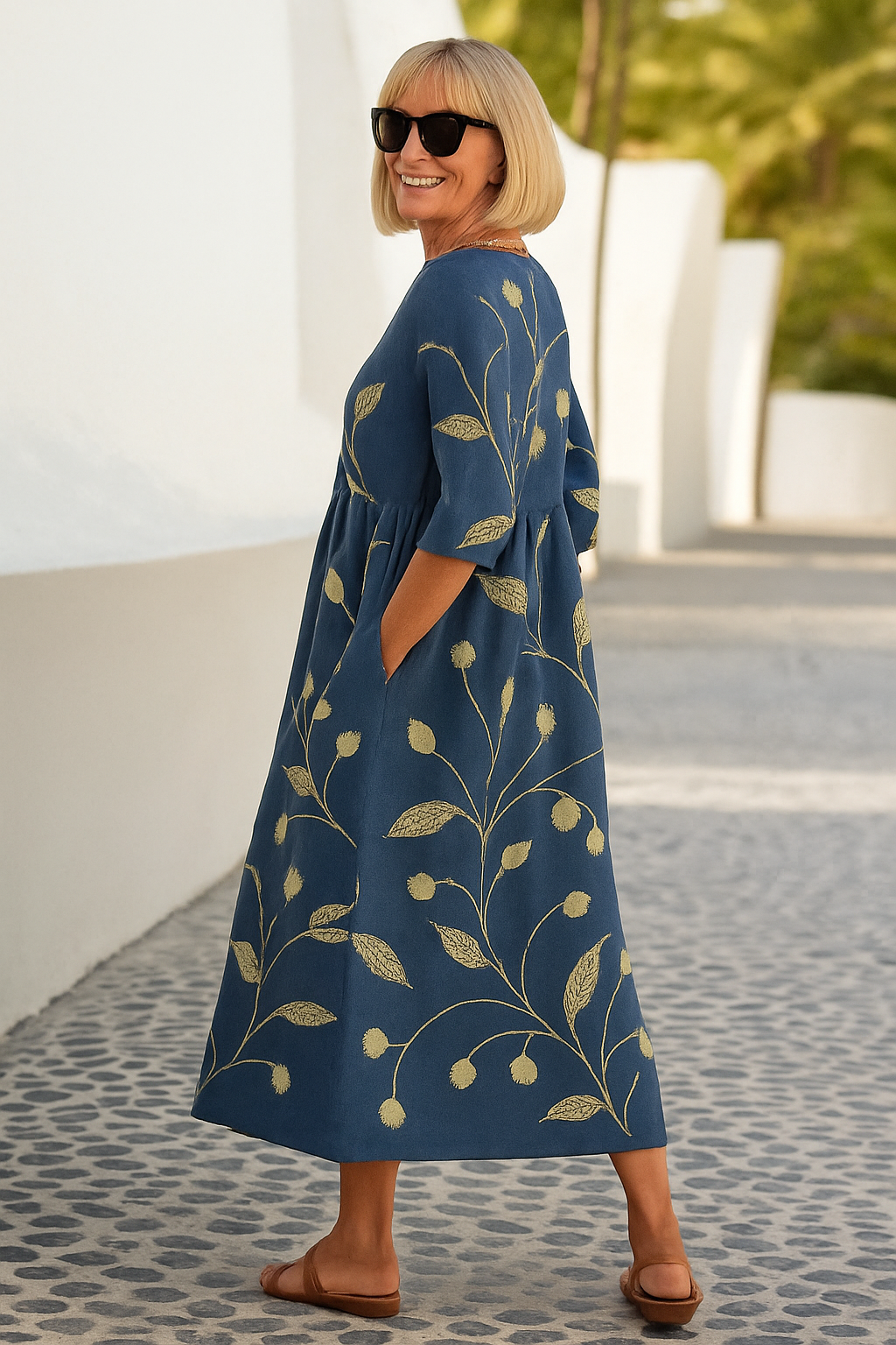 Elize - Relaxed Midi Dress - Effortless Elegance, Everyday Comfort