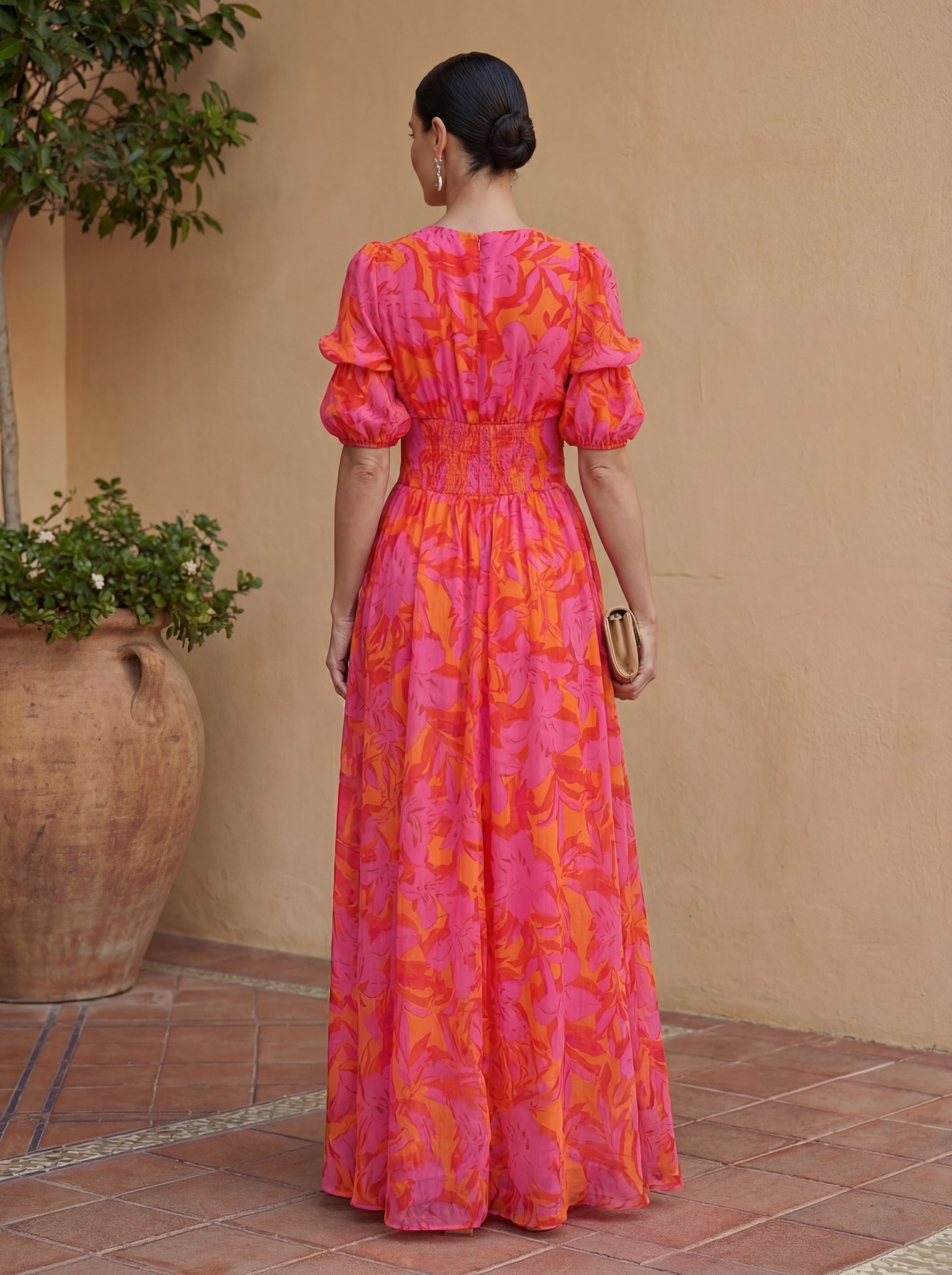 Olvera | Floral Puff Sleeve Maxi Dress