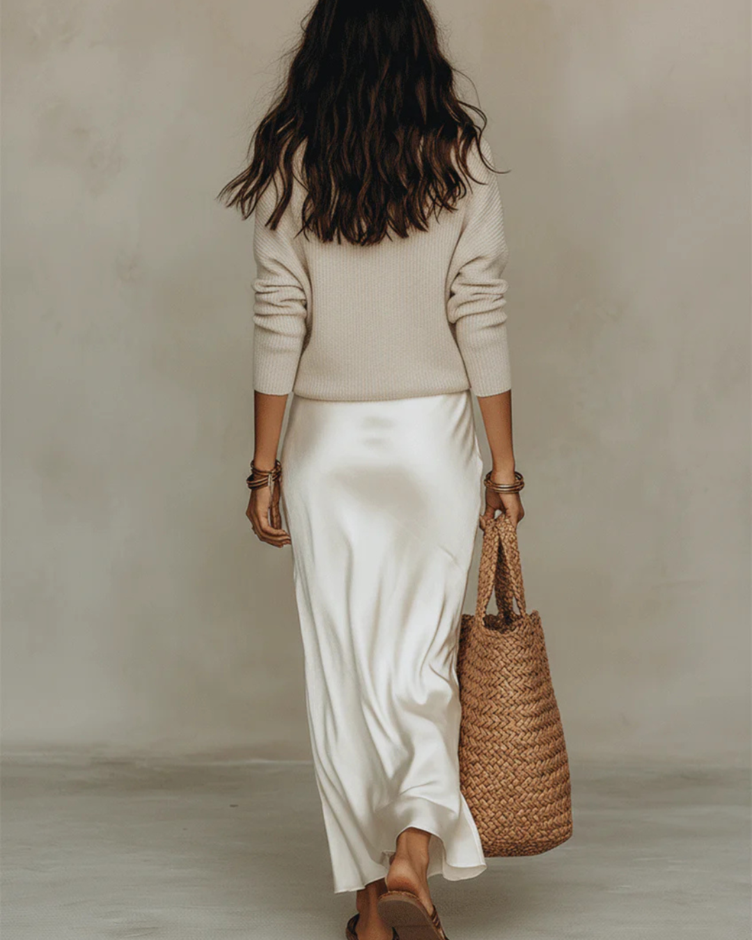 Elena - Satin midi dress with matching jumper