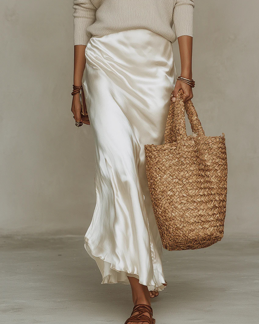 Elena - Satin midi dress with matching jumper