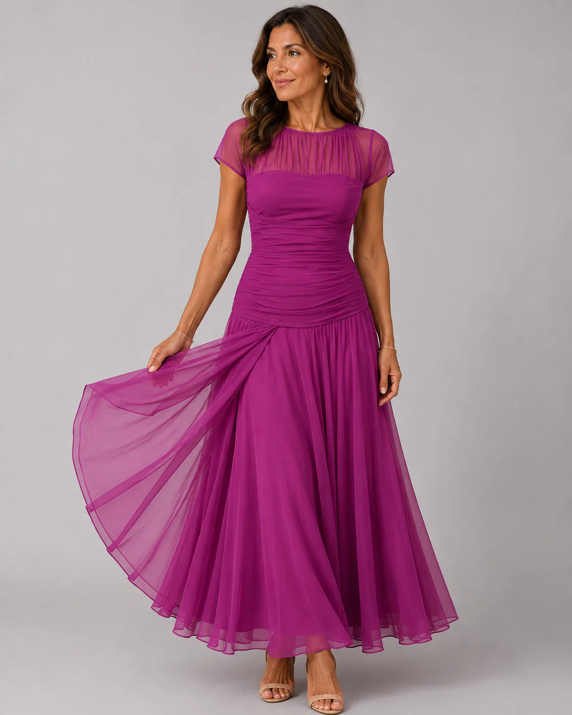 Lorenza | Sophisticated Ruched Chiffon Dress