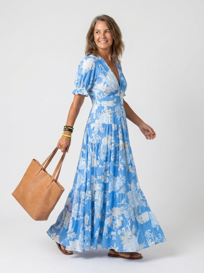Ione | Floral Print V-Neck Maxi Dress