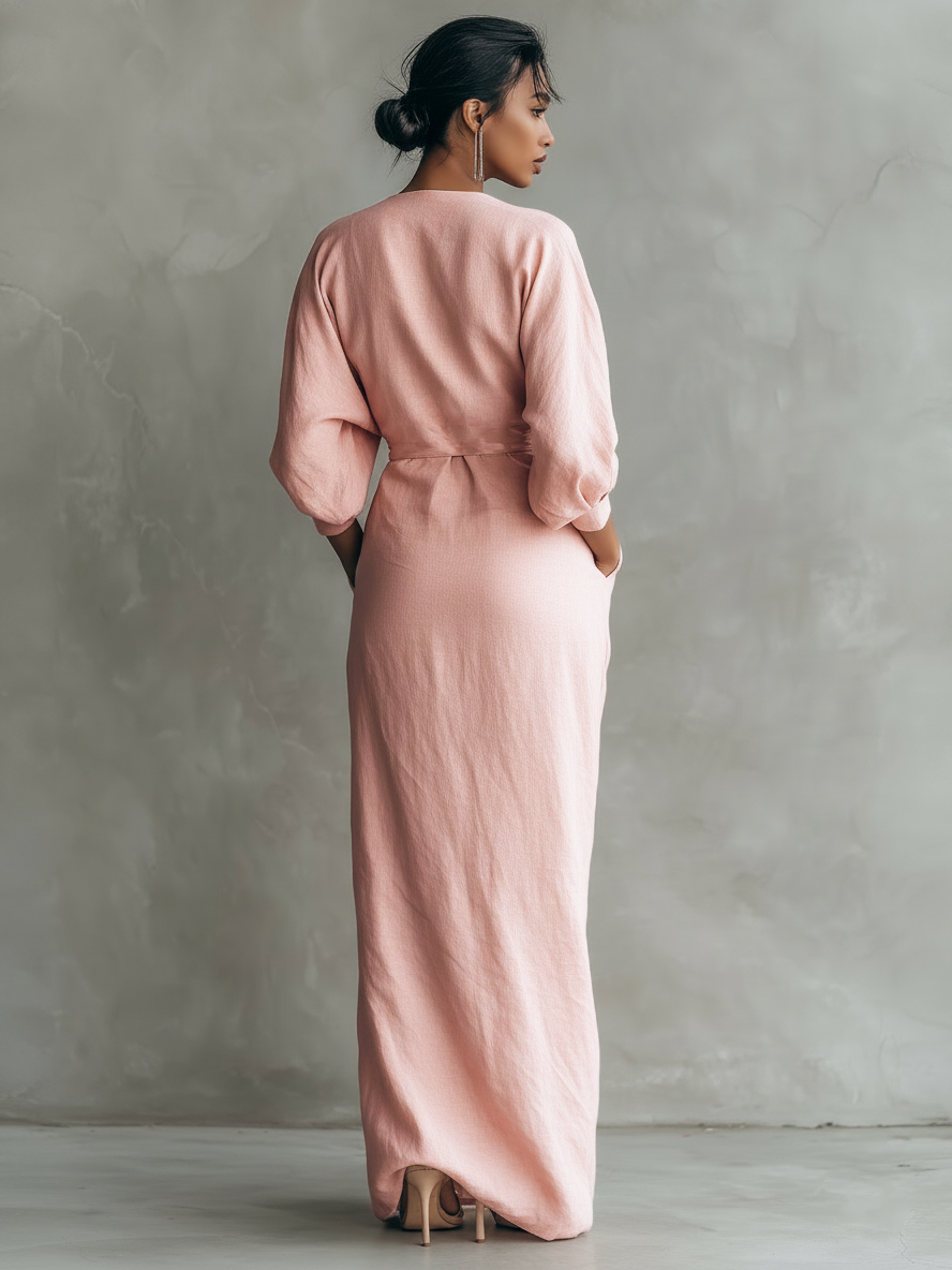 Daria linen dress with a V-neck