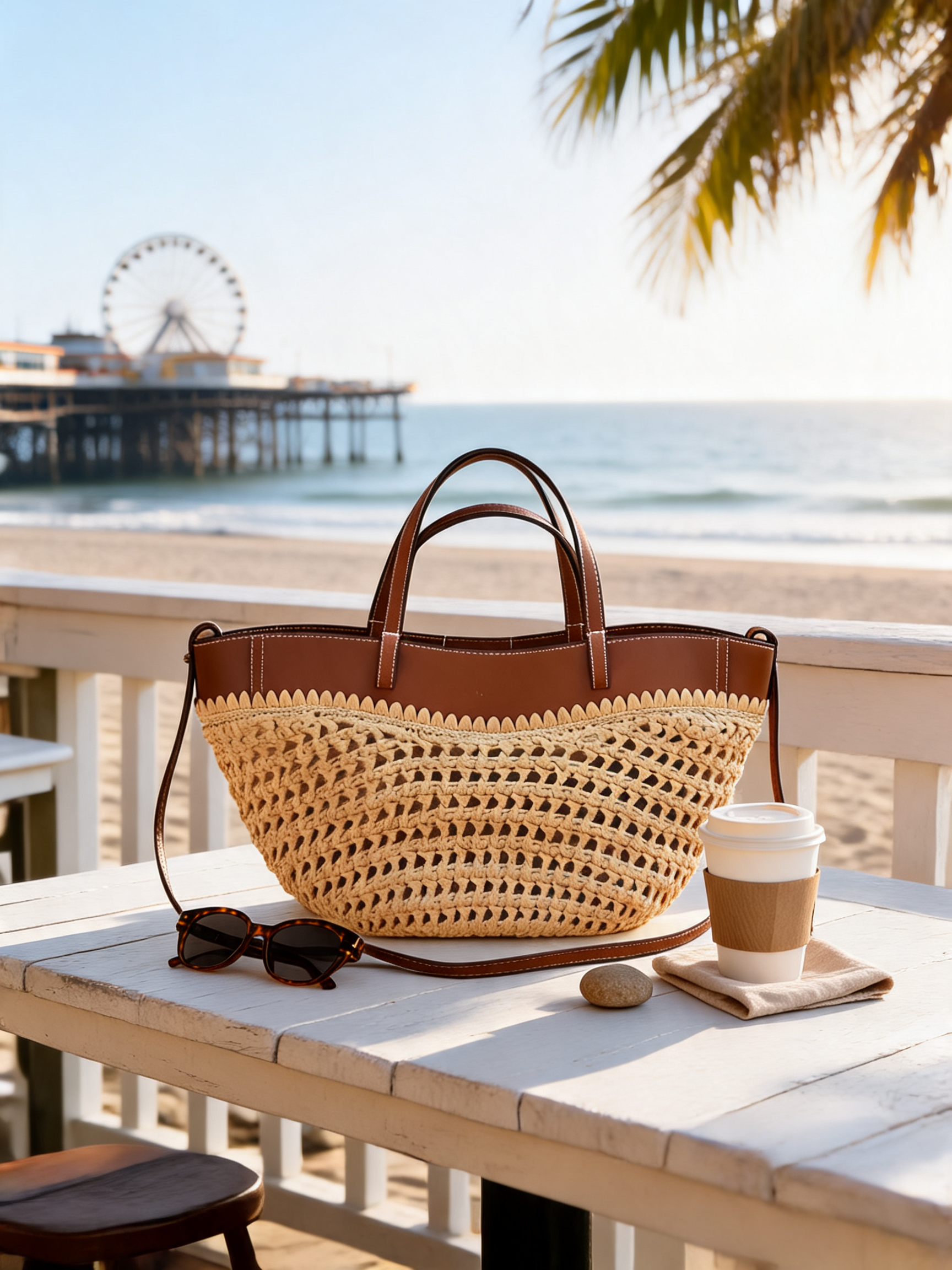 Linnea™ – Leather Raffia Tote