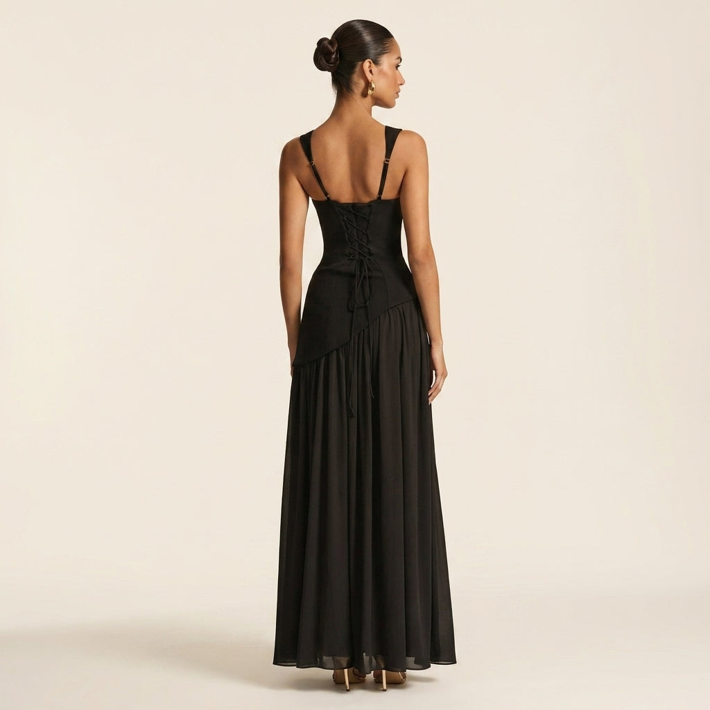 Tullulah™ | Elegant Lace-Up Back Corset Maxi Dress