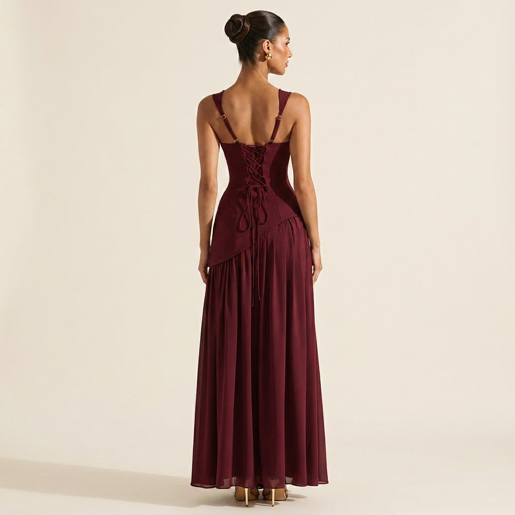 Tullulah™ | Elegant Lace-Up Back Corset Maxi Dress