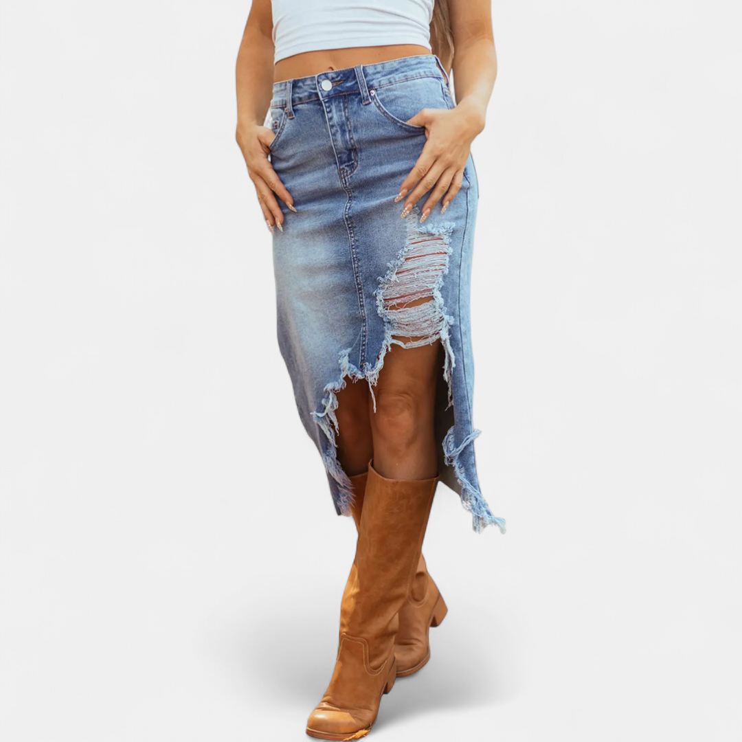 BLAKE™ – Relaxed High-Waist Denim Maxi Skirt