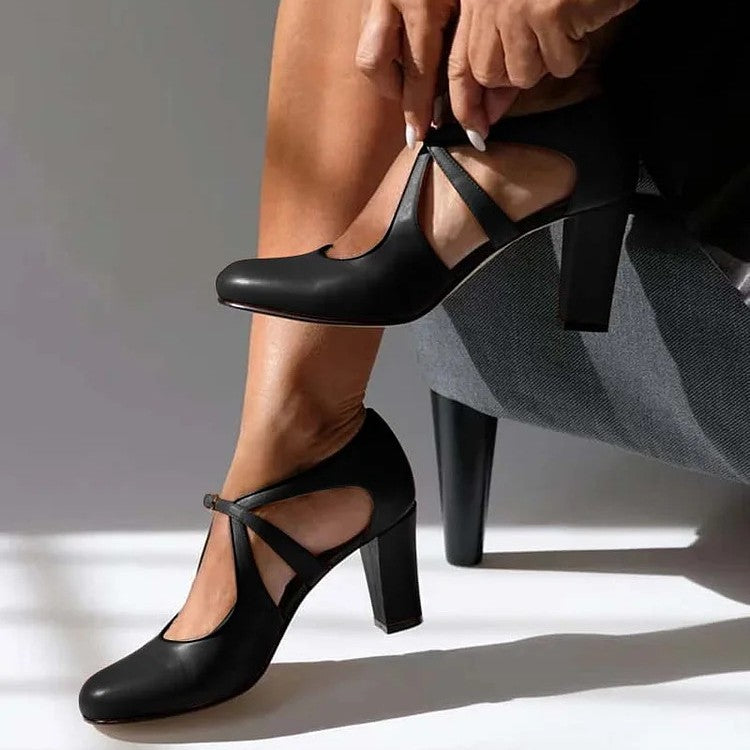 Camille™ | Elegant Leather Comfort Heels