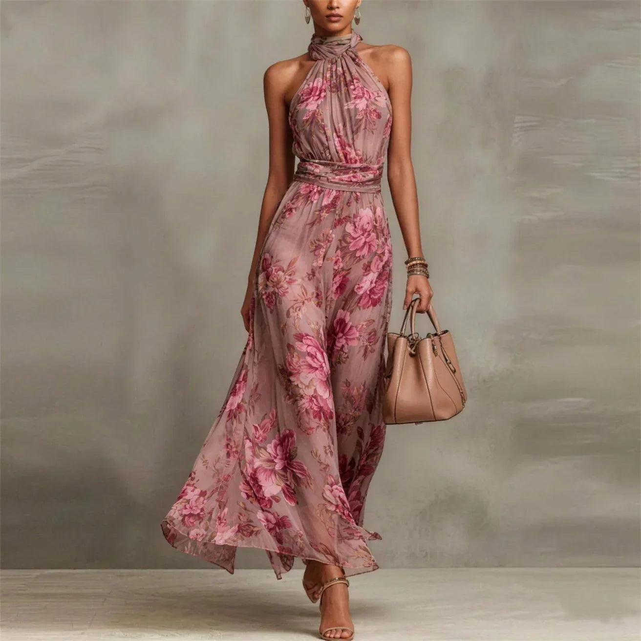 Lizbeth™ | Floral Halter Maxi Dress