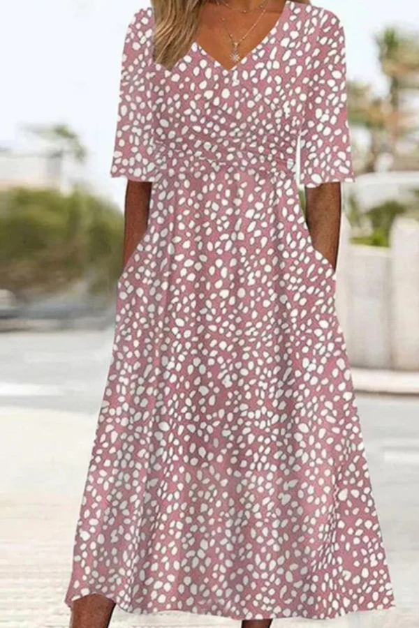 Flor | Elegant And Tummy-Flating Polka Dot Midi Dress