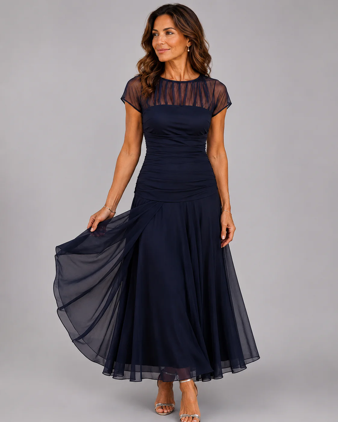 Lorenza | Sophisticated Ruched Chiffon Dress