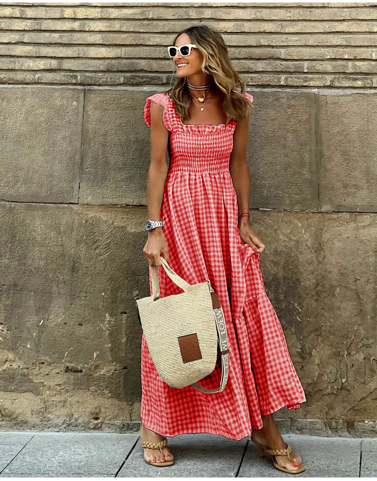 Lyra™ | Smocked Gingham Maxi Dress