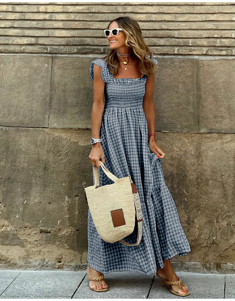 Lyra™ | Smocked Gingham Maxi Dress