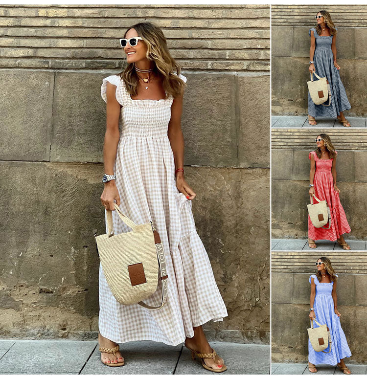Lyra™ | Smocked Gingham Maxi Dress