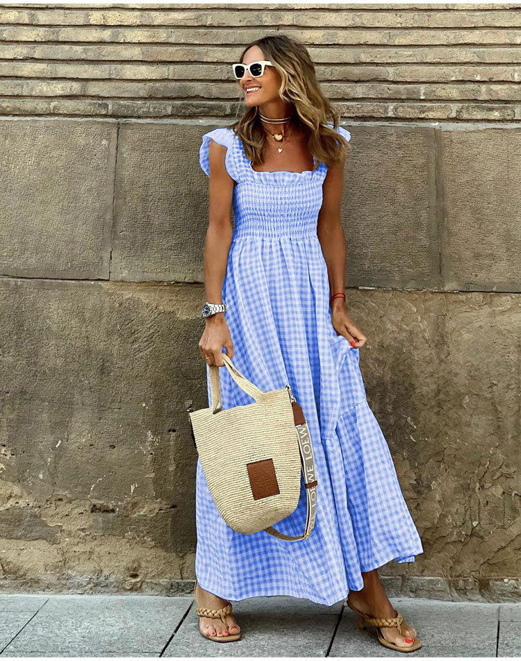 Lyra™ | Smocked Gingham Maxi Dress