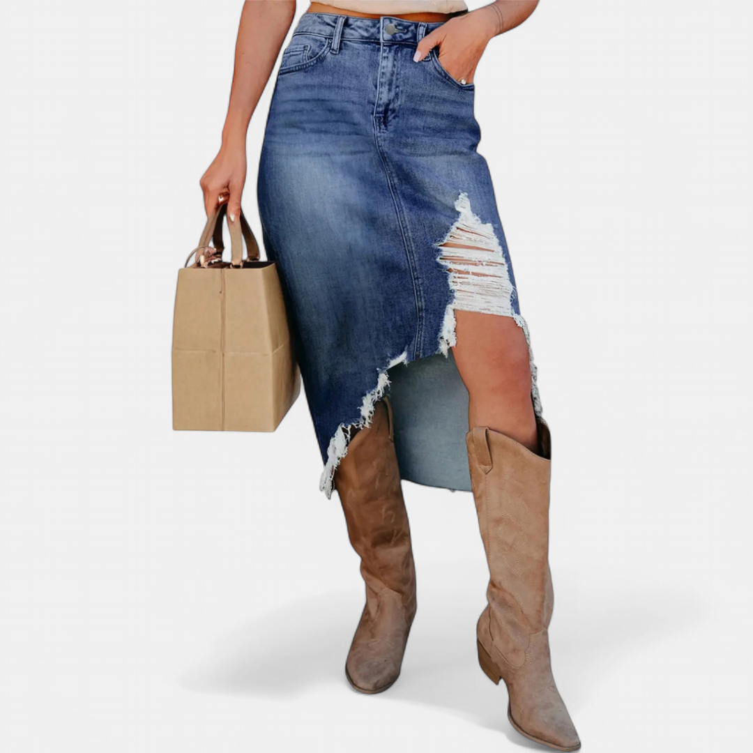 BLAKE™ – Relaxed High-Waist Denim Maxi Skirt