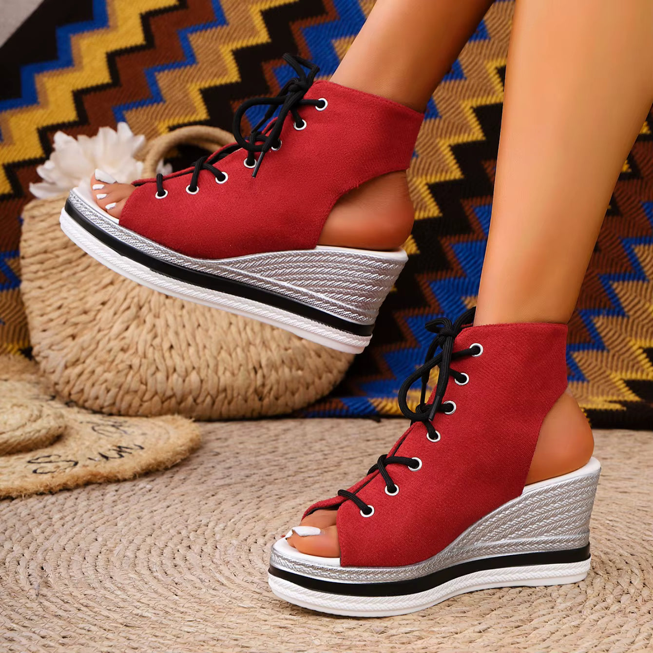 Camille | Effortless Chic Lace-Up Wedge Sandals