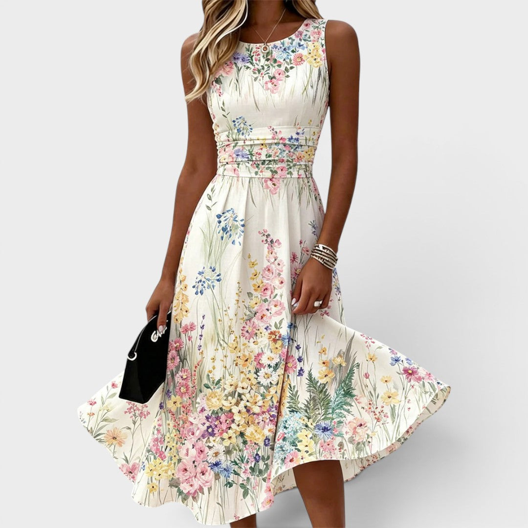 Tanya | Floral Elegance Sleeveless Midi Dress