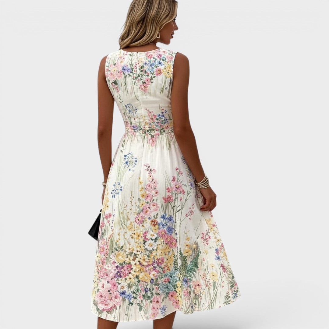 Tanya | Floral Elegance Sleeveless Midi Dress