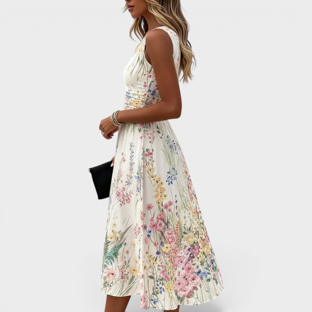 Tanya | Floral Elegance Sleeveless Midi Dress