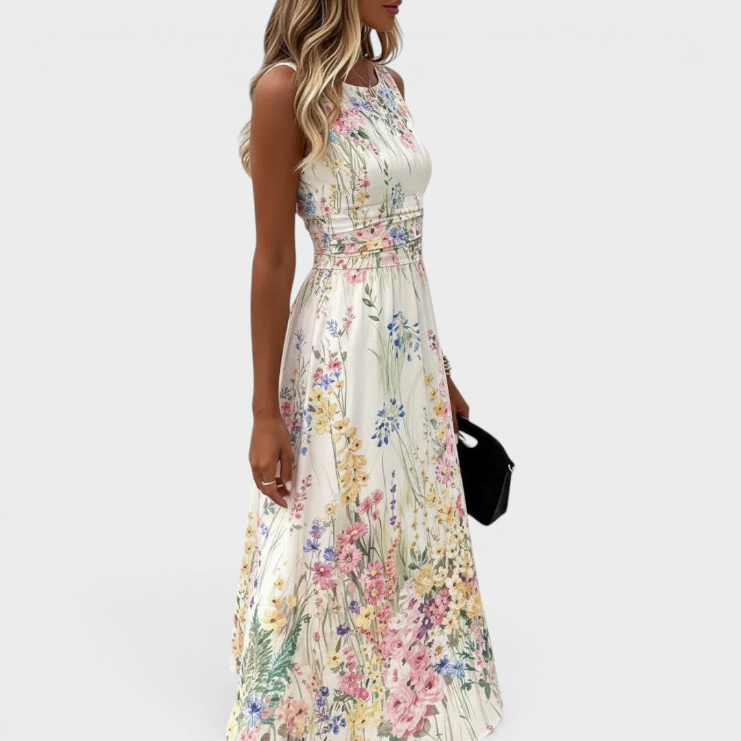Tanya | Floral Elegance Sleeveless Midi Dress