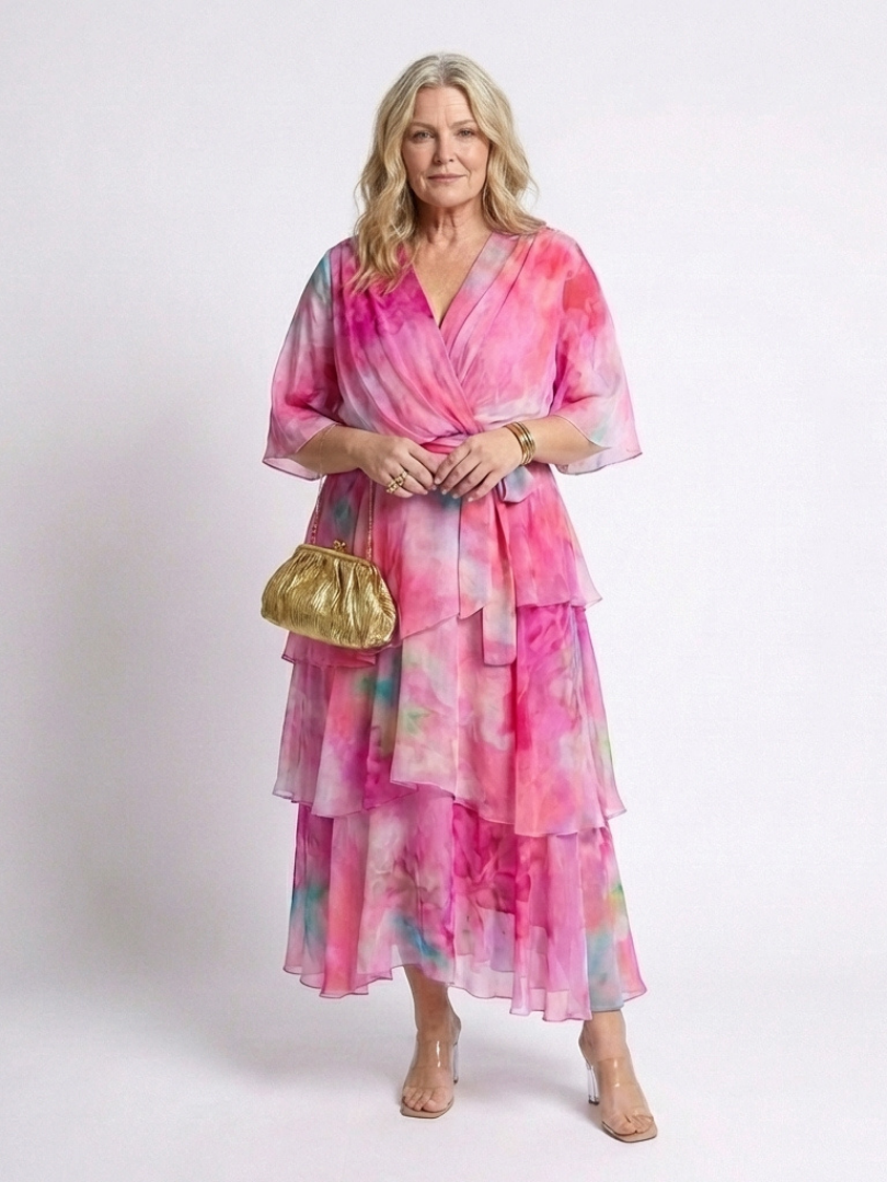 Celeste™ | Flowing Layered Tie-Waist Maxi Dress