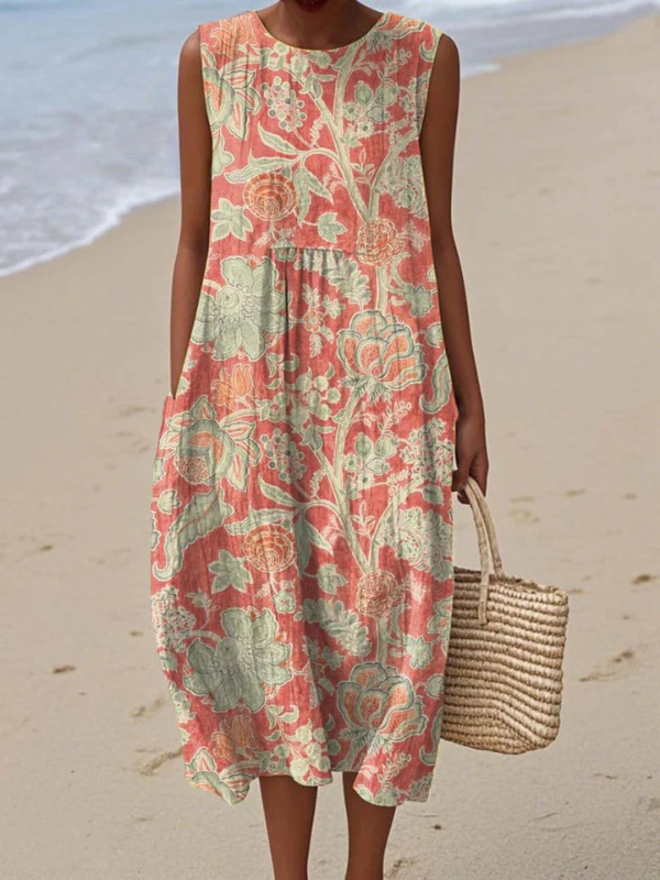 Beth™ | Floral Sleeveless Midi Dress