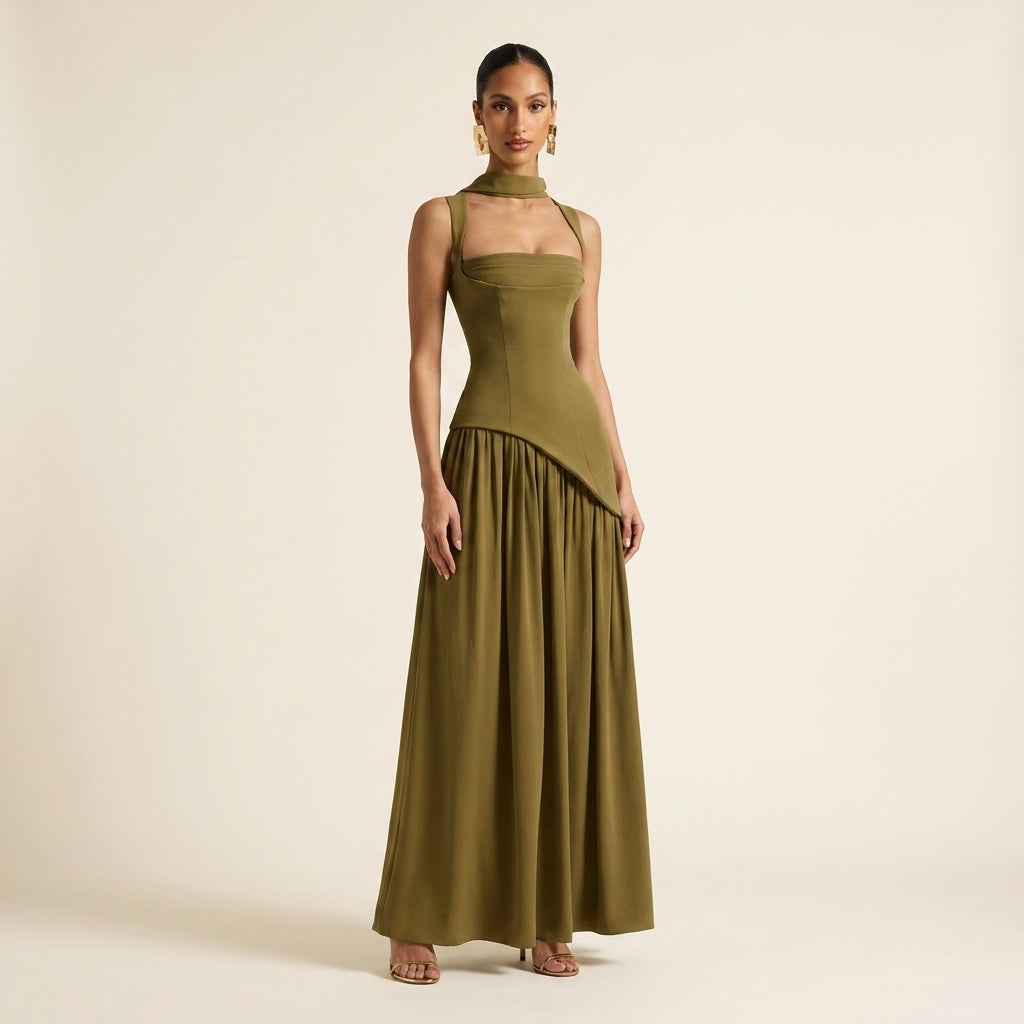 Tullulah™ | Elegant Lace-Up Back Corset Maxi Dress