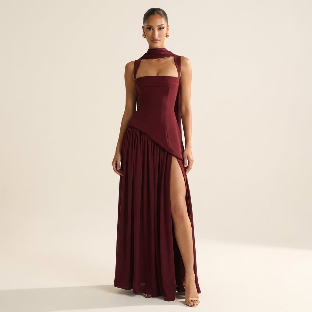 Tullulah™ | Elegant Lace-Up Back Corset Maxi Dress
