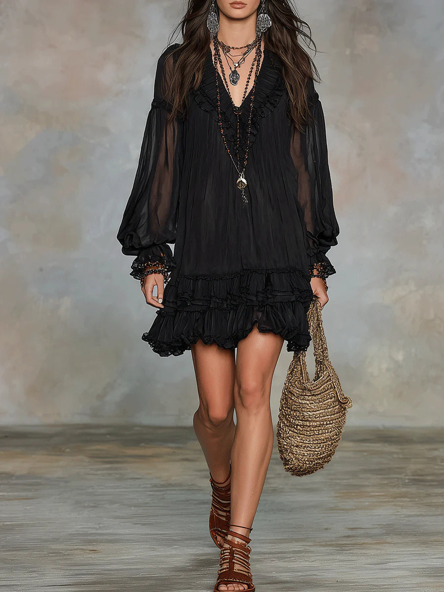 Aurela | Ruffle Trim Mini Dress