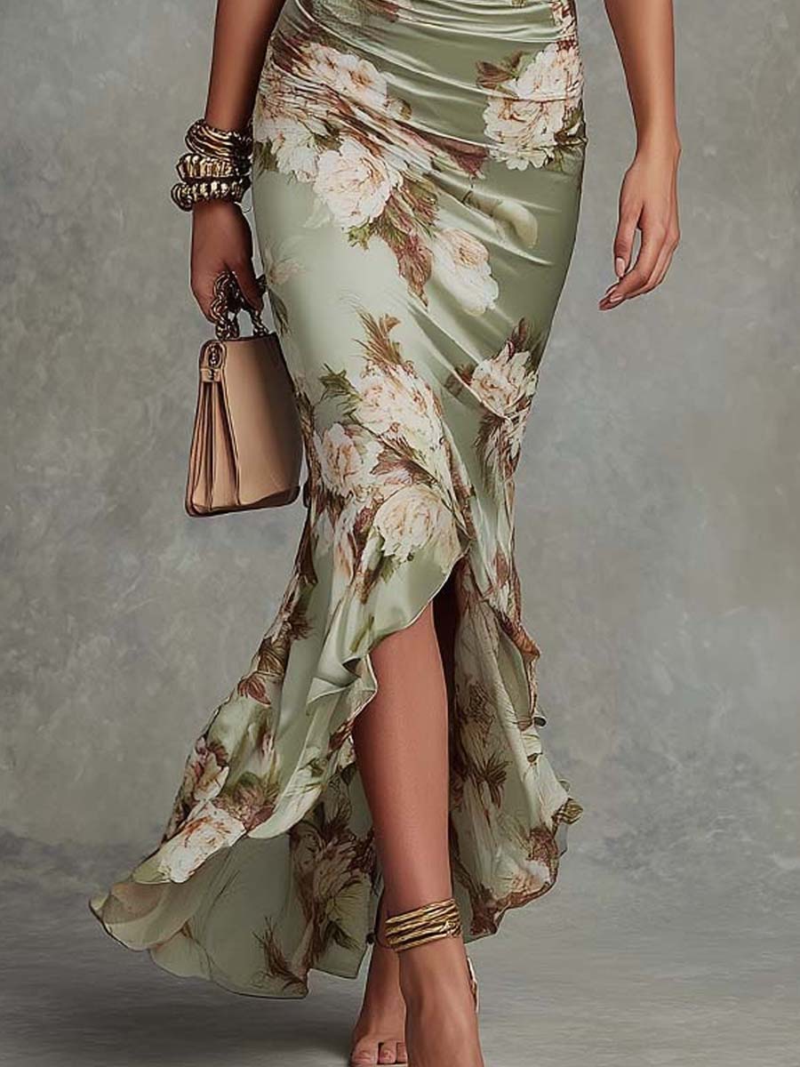 Anastasia | Long Green Satin Dress