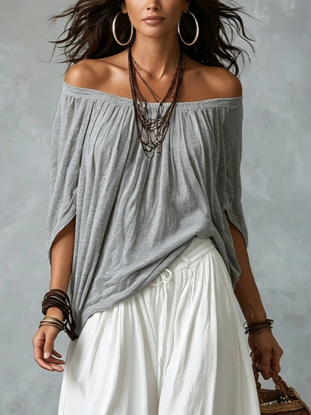 Luna | Off-Shoulder Top & Harem Trousers Co-Ord Set
