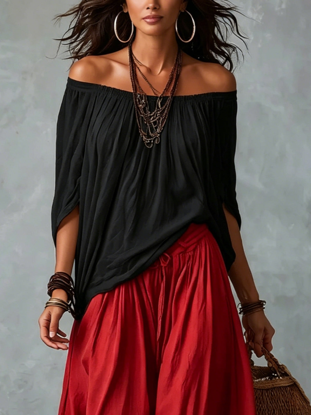 Luna | Off-Shoulder Top & Harem Trousers Co-Ord Set