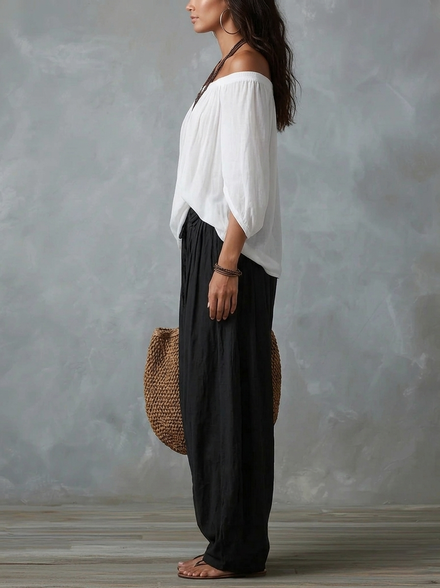 Luna | Off-Shoulder Top & Harem Trousers Co-Ord Set